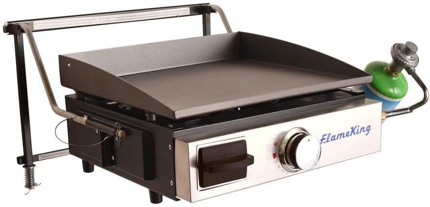 Flame King Flat Top Cast Iron Propane Grill Griddle for Tabletop, Wall Mounted and Floor Stand