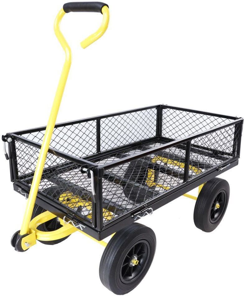 Amucolo 3.5 cu.ft. 37 in. Metal Tools cart Wagon Cart Garden Cart with Solid wheels