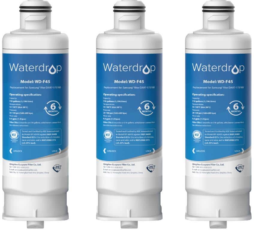 Waterdrop WD-DA97-17376B Replacement for Samsung HAF-QIN/EXP, DA97-08006C, WD-F45, Refrigerator Water Filter (3-Pack)