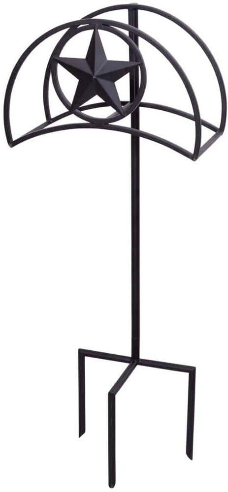 LIBERTY GARDEN Garden Hose Stand Holder Hanger with Star Design in Black