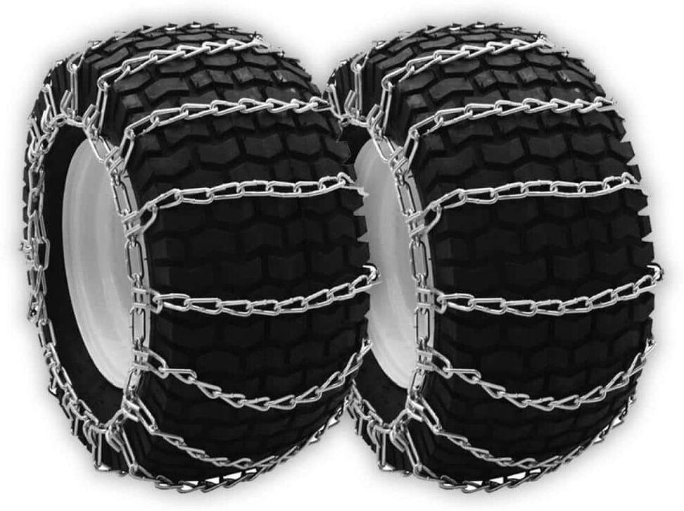 OAKTEN 20x8x8, 20x8x10 in. 2-Link Tire Chains Replace Peerless 1062656, Zinc Plated Chains, Set of 2