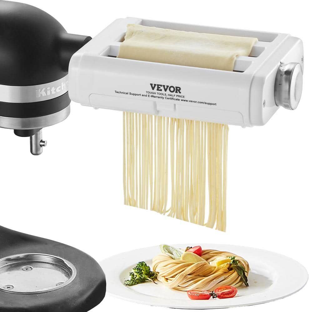 VEVOR 3-in-1 Stainless Steel Pasta Roller Cutter Attachment for Kitchen Aid Stand Mixer Set 8 Adjustable Thickness Knob