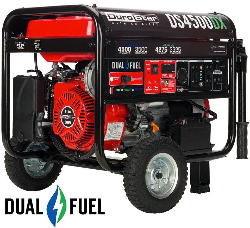 Durostar 4,500-Watt/3,500-Watt 210 cc Electric Start Dual Fuel Portable Generator with CO Alert