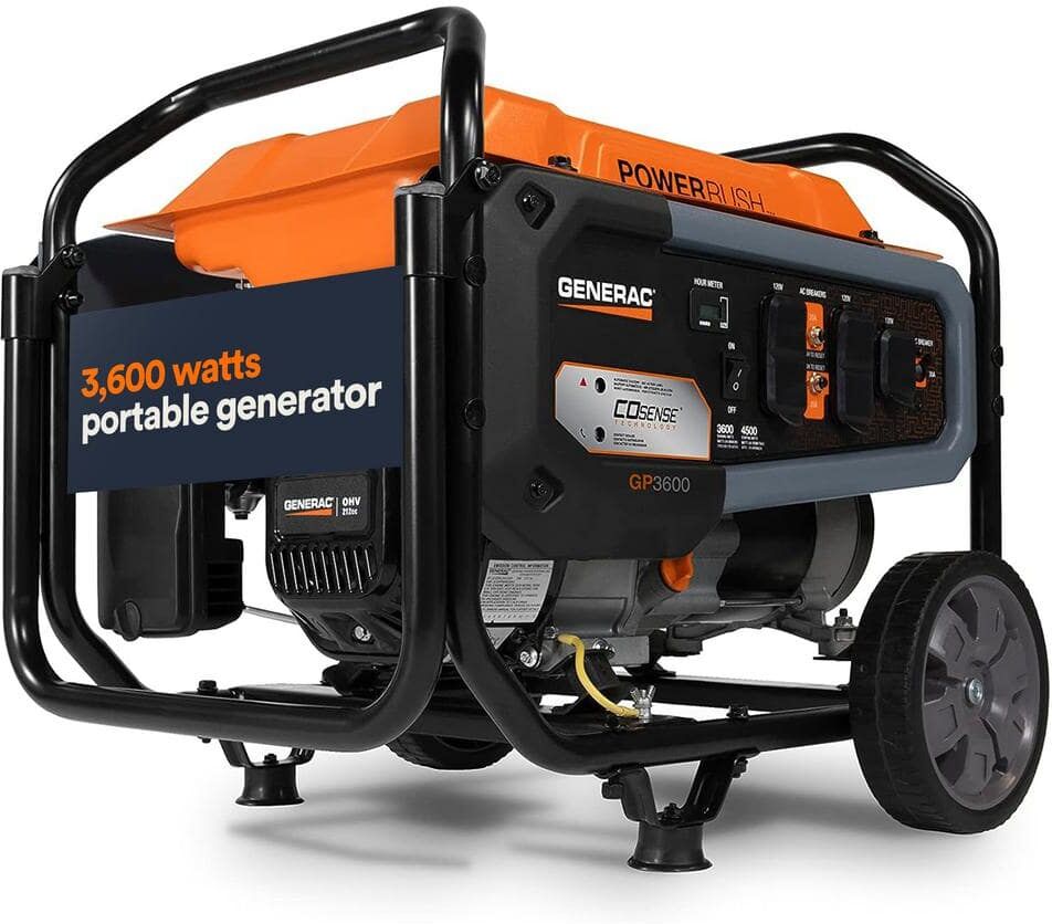 Generac 3600-Watt Gasoline Powered Recoil Start Portable Generator