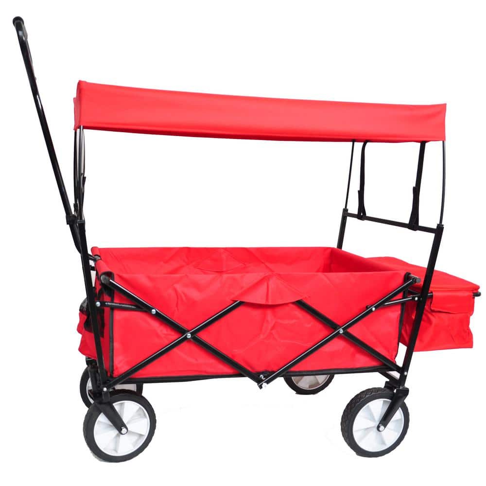 4.1 cu. ft. Metal Folding Cart Beach Easy to Carry Garden Cart Red