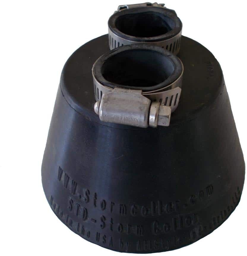 All Style Small 2-hole Standard STD-Storm Collar Flashing; with two (2) 3/4 in. dia. supply/return conduit pipe nipples