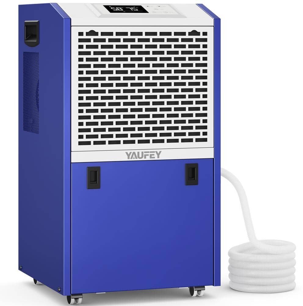 Yaufey 155-Pint Large Smart Commercial Dehumidifier For Spaces Up To 7,500 sq. ft. with Water Tank and Reusable Air Filter Blue