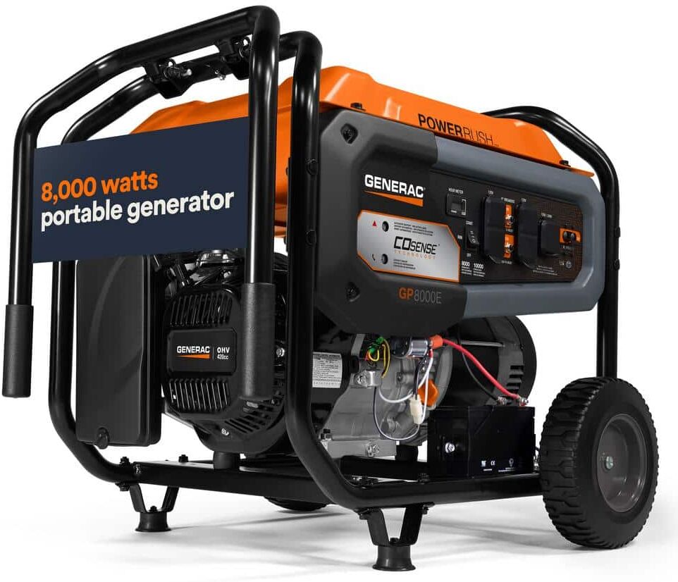 Generac 8000-Watt Electric Start Gas-Powered Portable Generator with CO-Sense