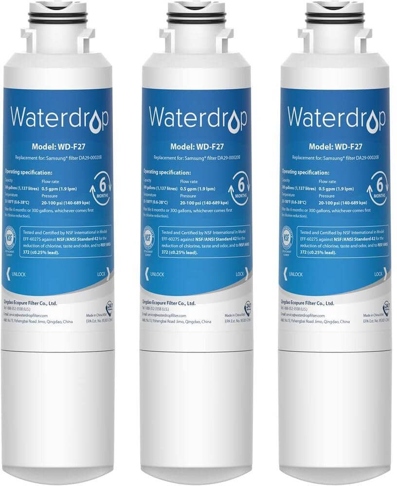 Waterdrop NSF 42 Certified DA29-00020B Refrigerator Water Filter, Replacement for Samsung HAF-CIN/EXP, DA29-00020A/B, Pack of 3