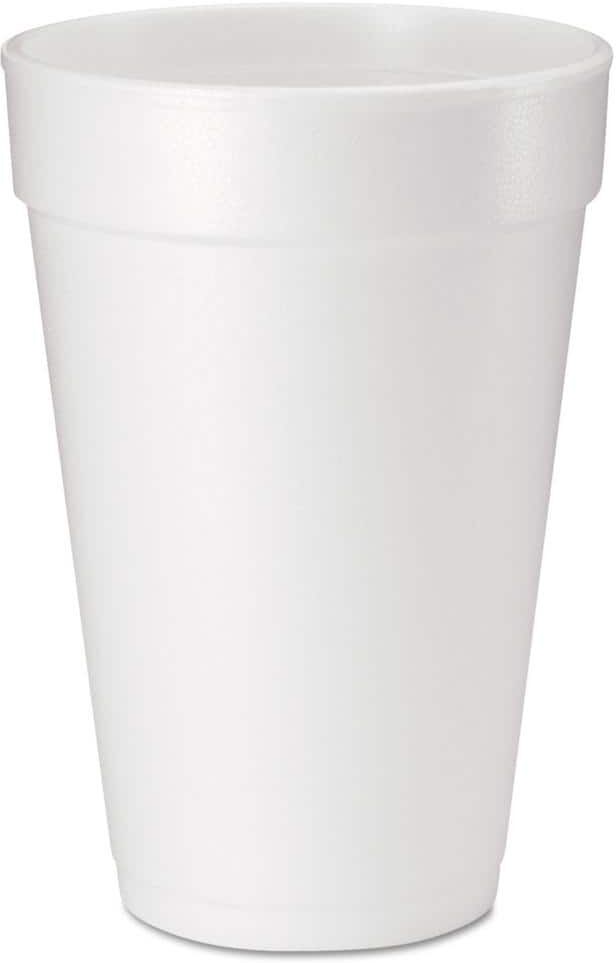 DART 16 oz. White Disposable Foam Cups, 20/Bag, 25 Bags/Carton