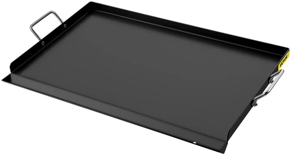 VEVOR Carbon Steel Griddle 16 in. x 24 in. Griddle Flat Top Plate with Handles Rectangular Flat Top Grill with Drain Hole