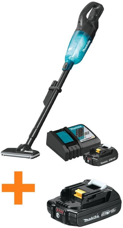 Makita 18V LXT Li-Ion Bagless Cordless Cloth Filter Compact Handheld Stick Vacuum Brushless Kit, 2.0 Ah w/Bonus Battery 2.0Ah