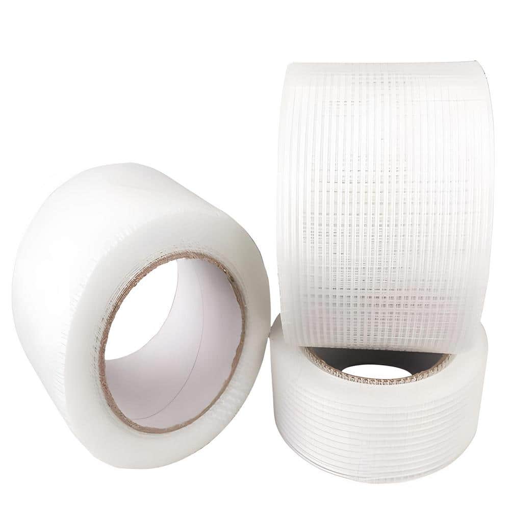 Wellco 4 in. x 164 ft. White Fiberglass Reinforced Water Barrier Drywall Mesh Tape Roof Repair Fabric Anti Fracture (2-Pack)