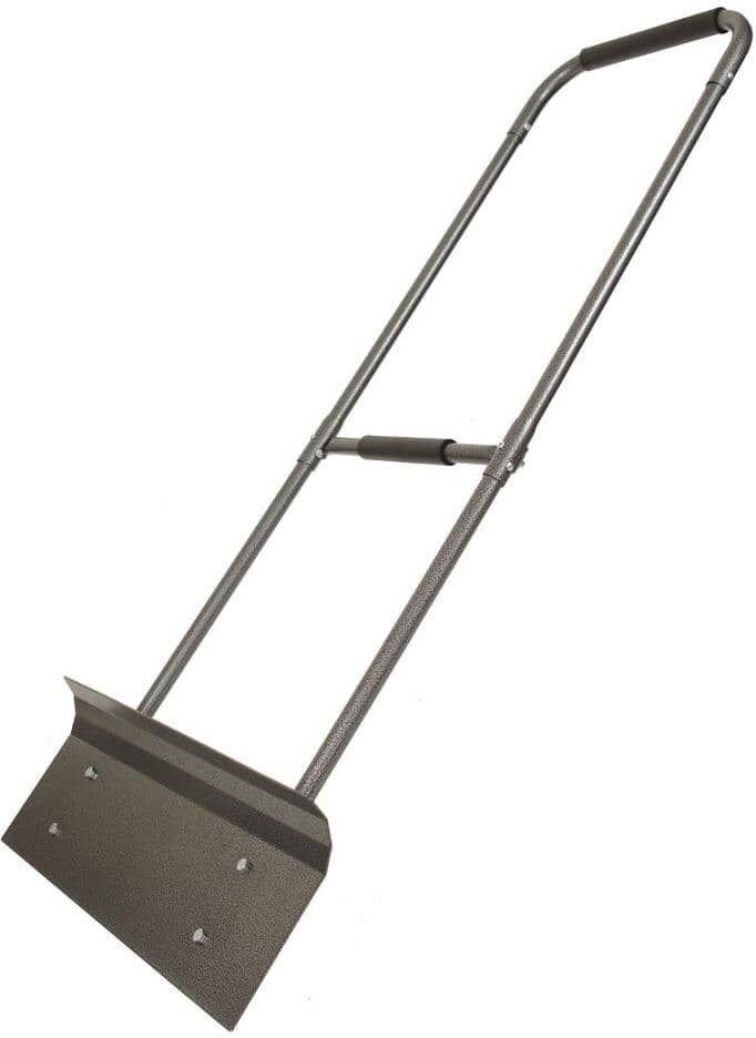 Yard Butler Snow Plow Push Shovel, 24 in. Length Cushion Handle, Steel Blade