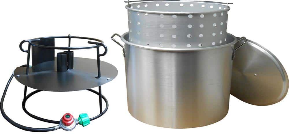 King Kooker 90 Qt. Propane Gas Jet Outdoor Cooker with Aluminum Pot, Basket and Lid