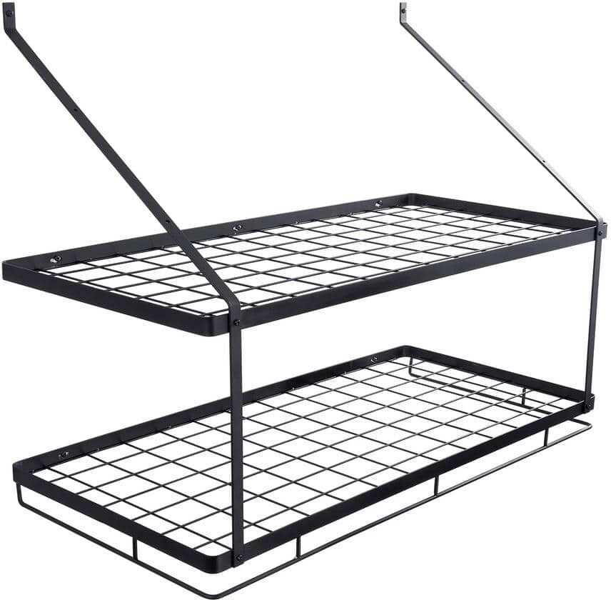 VEVOR Wall Mounted Pot Rack 30 in. Pot and Pan Hanging Rack 55 lbs. Loading Weight Pot and Pan Hanger,Black