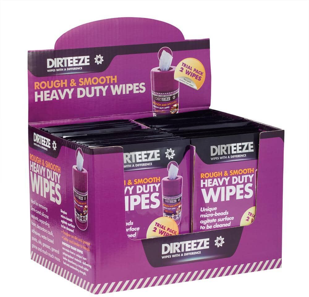 Dirteeze 1 oz. Rough and Smooth Heavy Duty Wet Wipes - Box of 50 Twin Packs of Spunlace Rough and Smooth Beaded Wipes