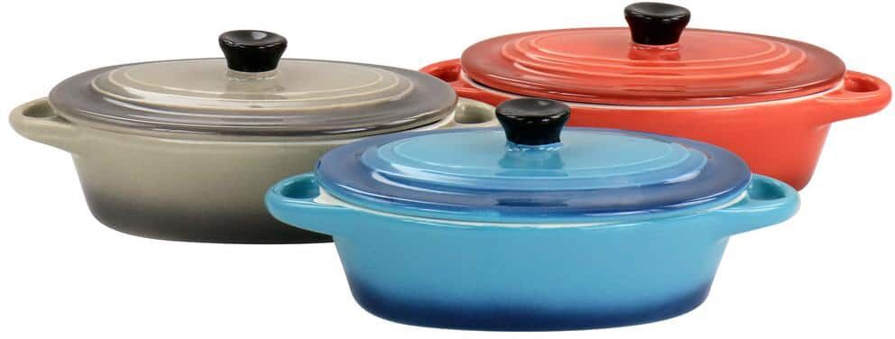 Crock-Pot Wexford 3-Piece 6.7 oz Stoneware Mini Oval Casserole Set in Assorted Colors