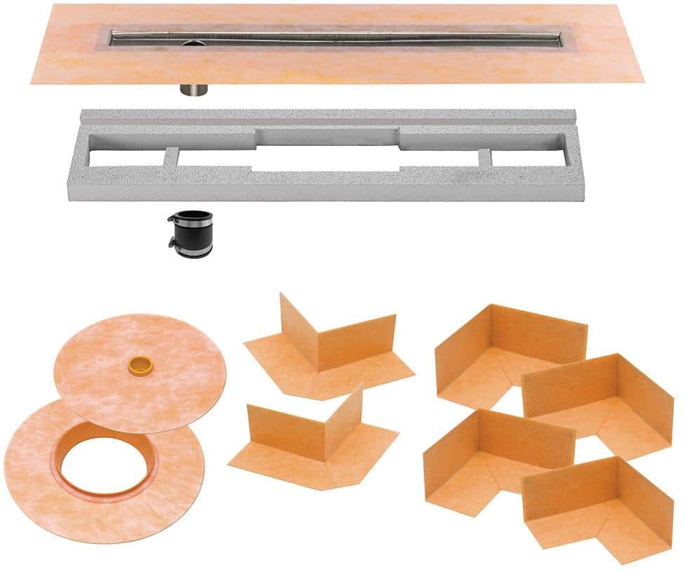 Schluter Kerdi-Line 47-1/4 in. Stainless Steel Channel Body Off-Set Outlet