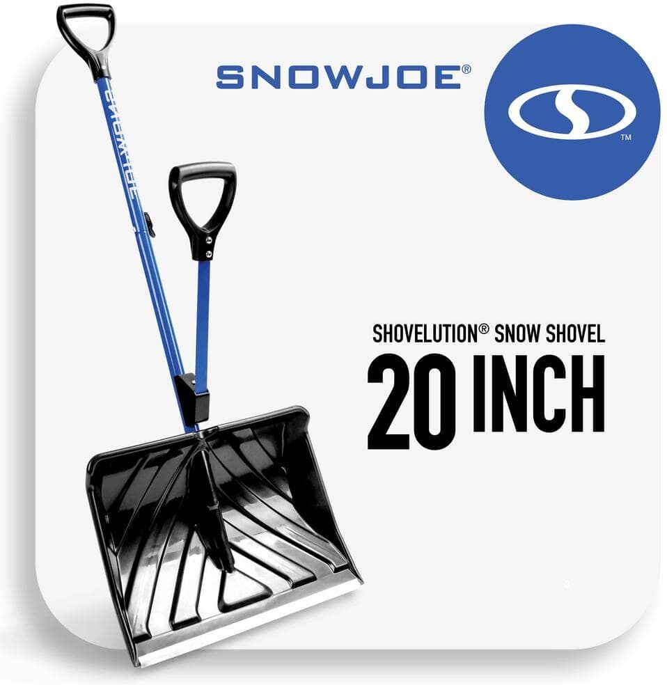 Snow Joe Shovelution 20 in. Poly Blade Back Saving Telescoping Snow Shovel w/ Spring Assisted Handle