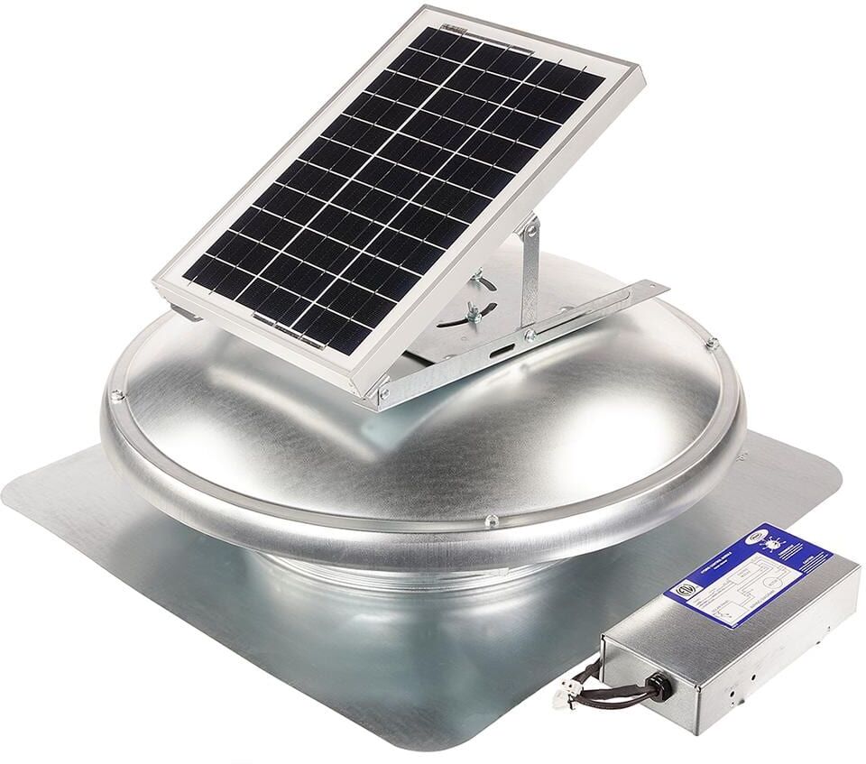 Master Flow 15 Watt Next-Generation - High-Efficiency Hybrid Solar/Electric Powered Roof Mount Exhaust Fan