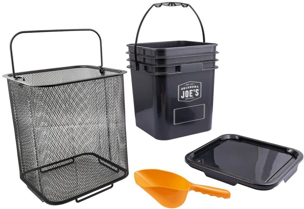 OKLAHOMA JOE'S Black 3-Piece Wood Pellet Storage Bucket Accessory Set