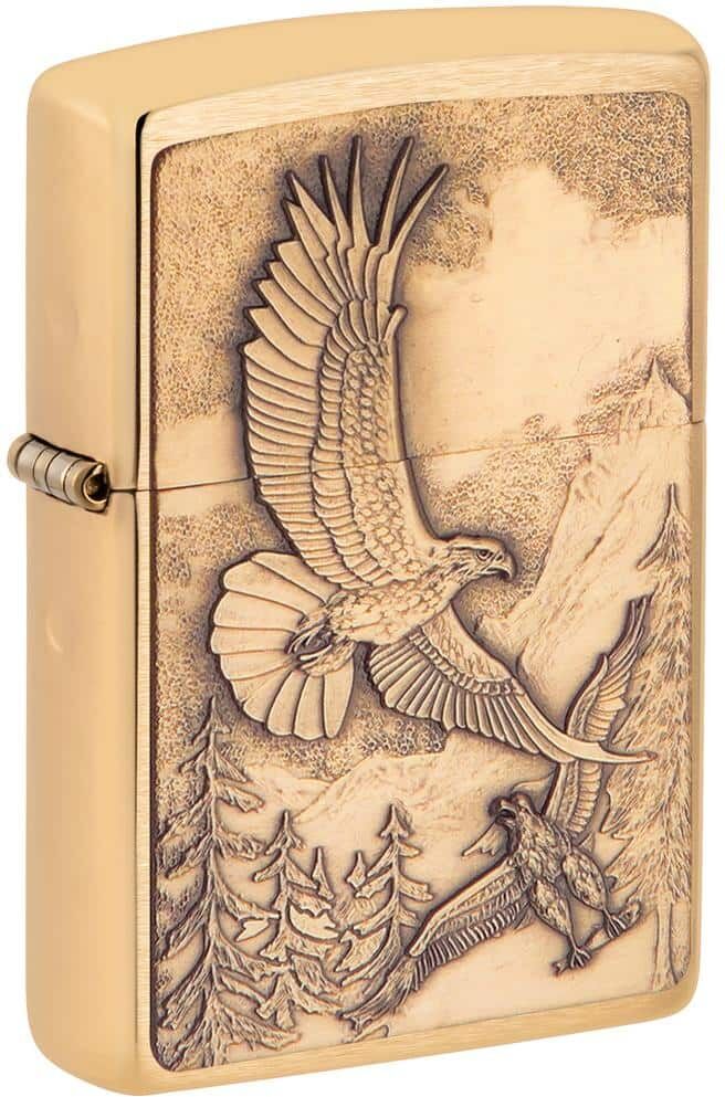 Zippo Where Eagles Dare Brushed Brass Pocket Lighter