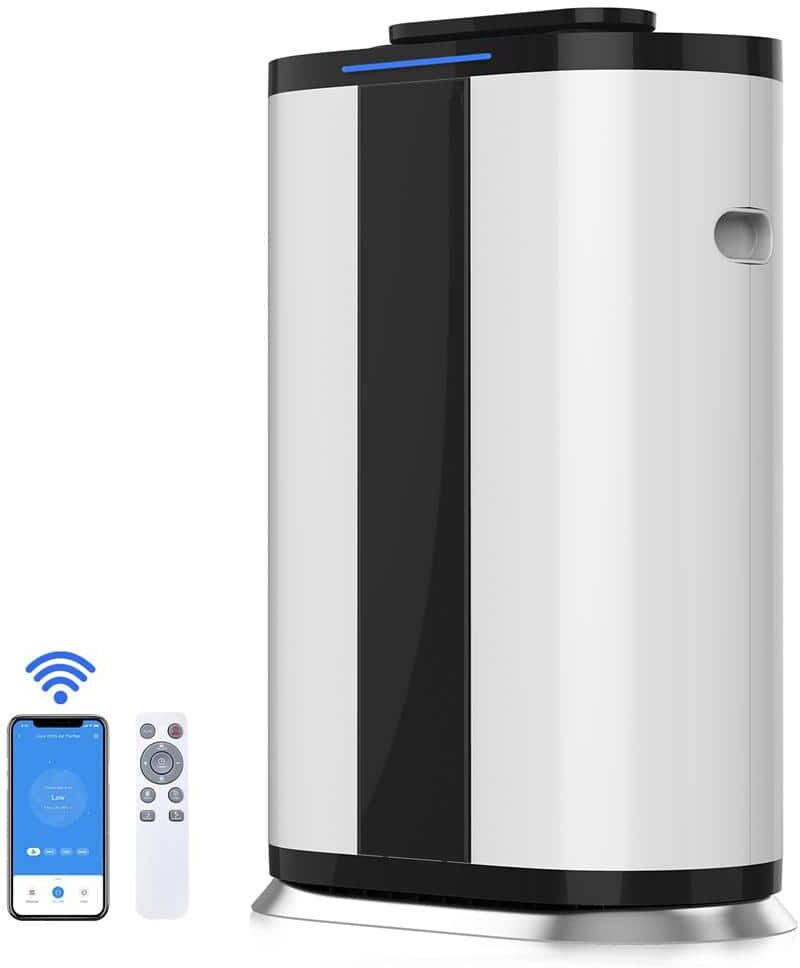 Aoibox Smart Air Purifier with H13 True HEPA Filter for Large Homes up to 3000 sq. ft. with Movable wheel Wisdom WiFi