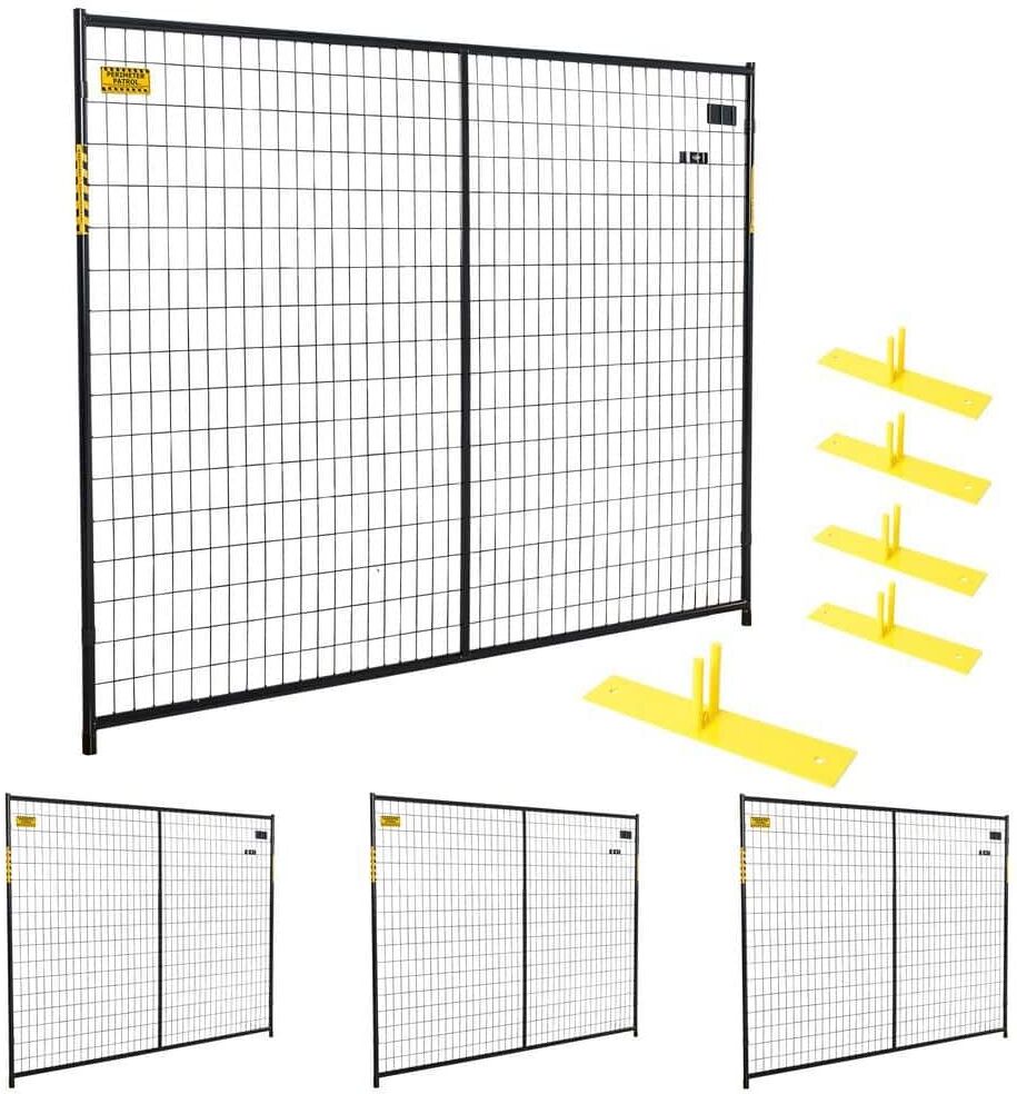 Perimeter Patrol 6 ft. x 29 ft. 4-Panel Black Powder-Coated Welded Wire Temporary Fencing