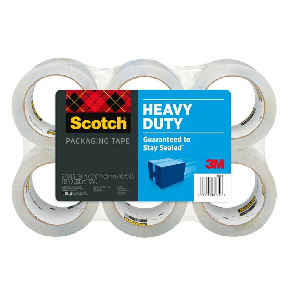 Scotch 1.88 in. x 54.6 yds. Heavy Duty Shipping Packaging Tape (6 Rolls per Pack)