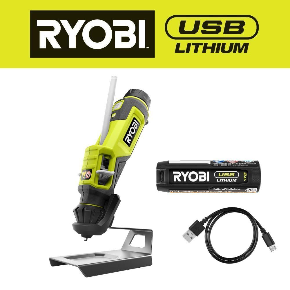 RYOBI USB Lithium Glue Pen Kit with 2.0 Ah USB Lithium Battery and Charging Cable