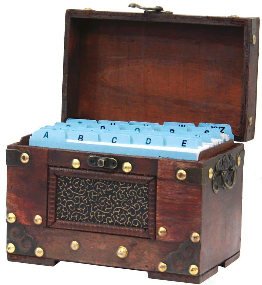 Vintiquewise 4 in. x 6 in. Rustic Studded Index/Recipe Card Box with Antiqued Latch