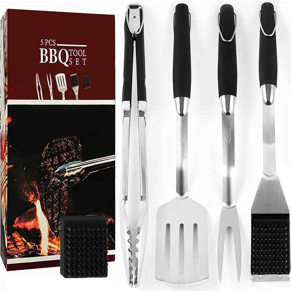 18 in. BBQ Grill Accessories, Heavy-Duty 5-Pieces Grilling Tools, Extra Thick Stainless Steel Grill Utensils Set