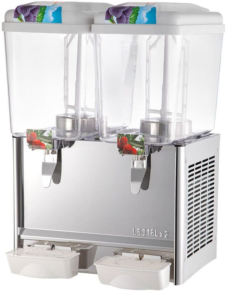 VEVOR Commercial Beverage Dispenser 9.5 Gal. 36 L 2 Tanks Drink Dispenser 300 W Stainless Steel Juice Dispenser, 110V