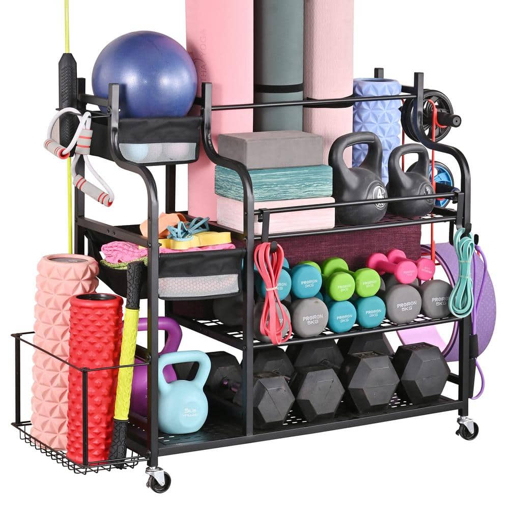 LTMATE 220 lbs. Yoga Mat Storage Racks Gym Sports Equipment Storage organizer With Black Finish
