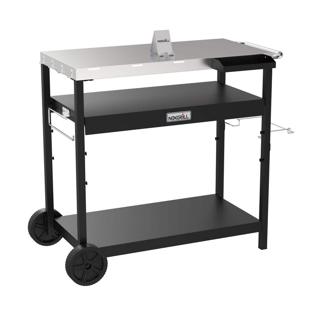 Nexgrill Stainless Steel and Black Grill Cart