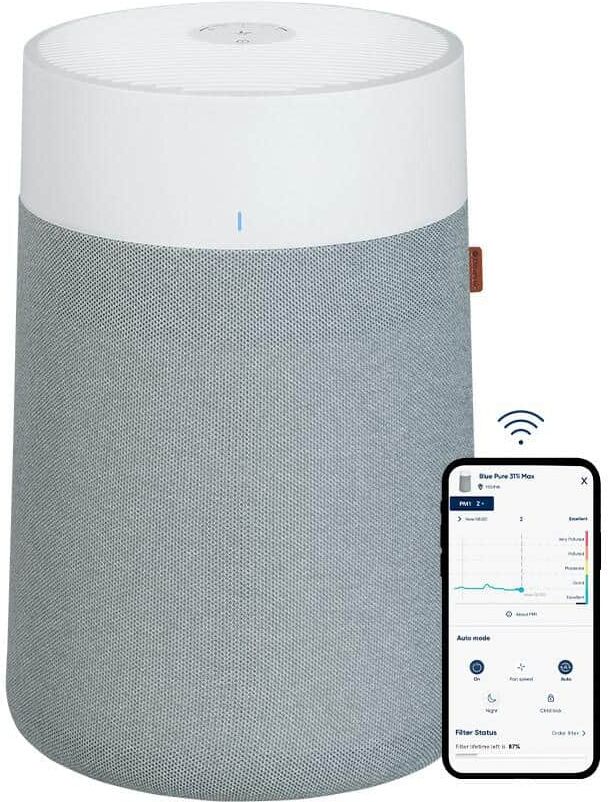 Blueair Blue Pure 311i Max HEPASilent Smart Air Purifier Large Room 10.25 in. x 12.5 in. x 12 in. Pleated Air Filter