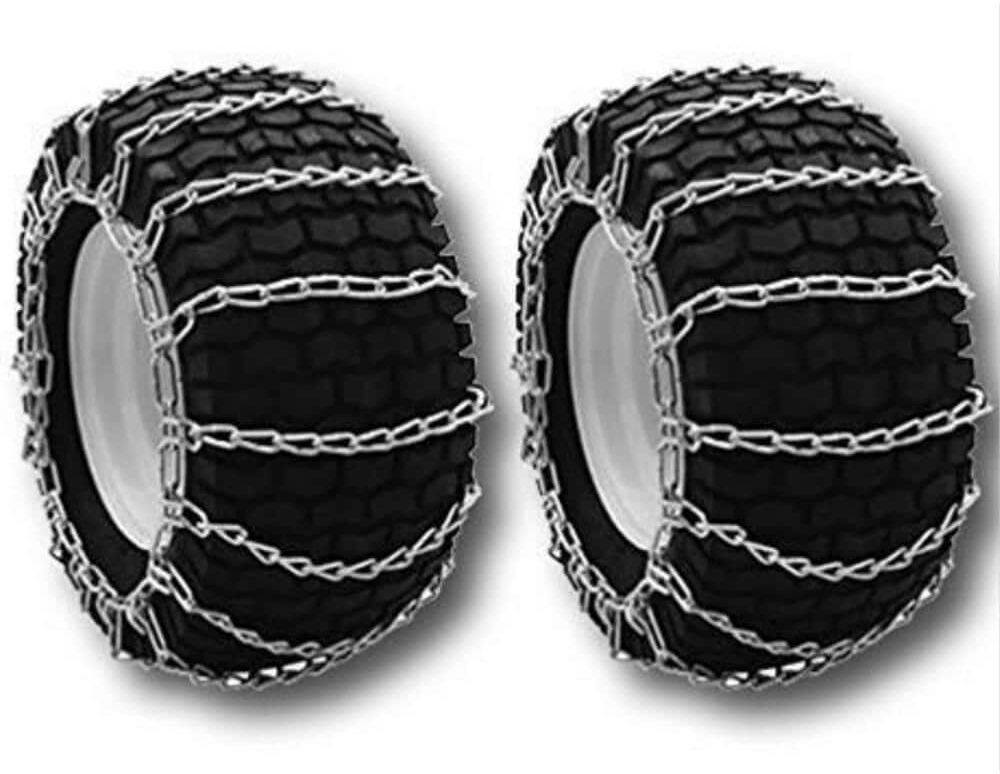 OAKTEN 18x9.5x8 in. 2-Link Tire Chains Replace Husqvarna 954 0502-02, Zinc Plated Chains, Set of 2