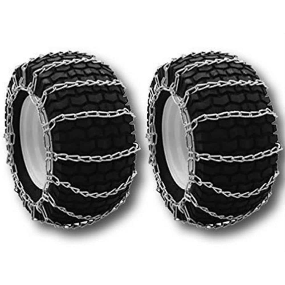 OAKTEN 18x9.5x8 in. 2-Link Tire Chains Replace Cub Cadet MTD Troy Bilt 490-241-0022, Zinc Plated Chains, Set of 2