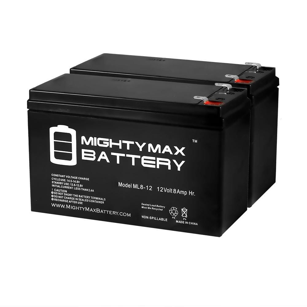 MIGHTY MAX BATTERY ML8-12 - 12V 8AH Replacement for Leoch Peg Perego DJW12-8HD Battery - 2 Pack