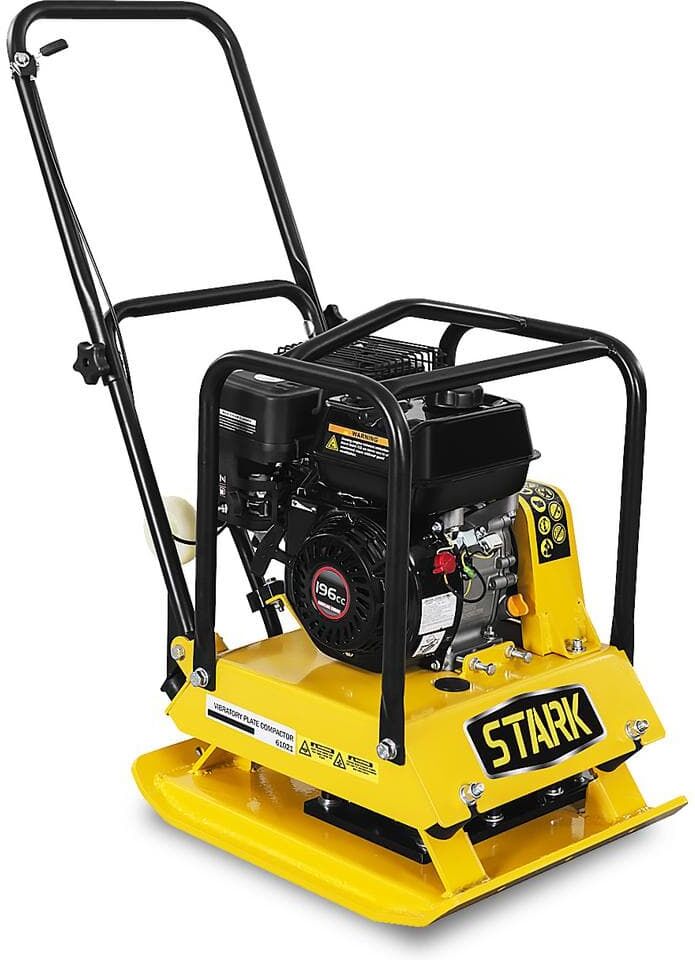 Stark 6.5 HP 196 cc 4 -Stroke Walk-Behind Soil Vibratory Plate Compactor Rammer w/Foldable Wheel and EPA Compliant