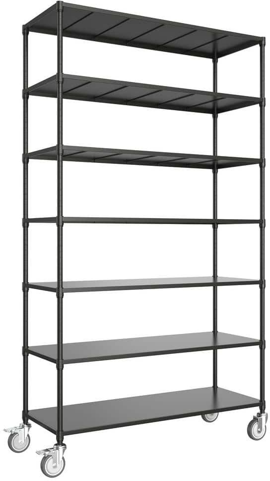 FUNKOL 7-Tier 2800 lbs. NSF Heavy Duty Adjustable Metal Storage Shelves Garden Potting Rack in Black -18in.Dx48in.Wx82in.H