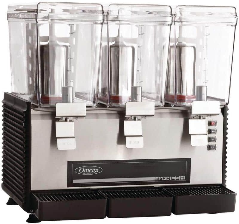 Omega Fresh Triple Chamber Drink Dispenser, In Black/Stainless Steel