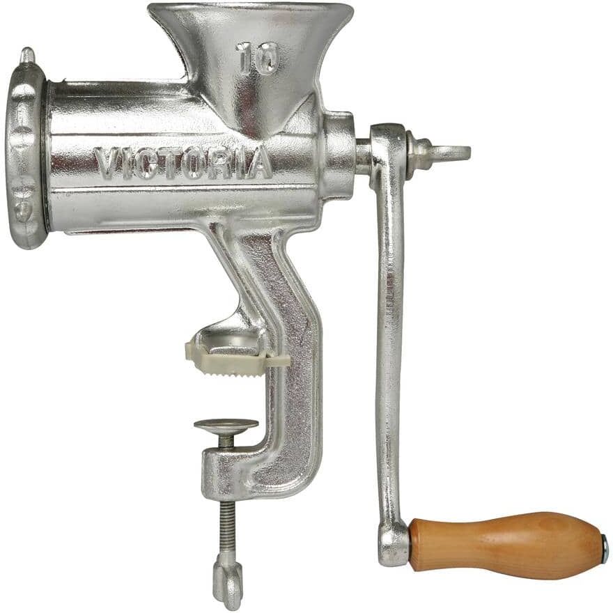 Victoria Meat Grinder with Table Clamp, Tinned Cast Iron