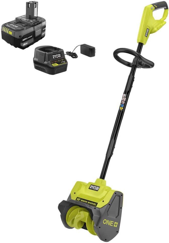 RYOBI ONE+ 18V 10 in. Cordless Electric Snow Shovel with 4.0 Ah Battery and Charger