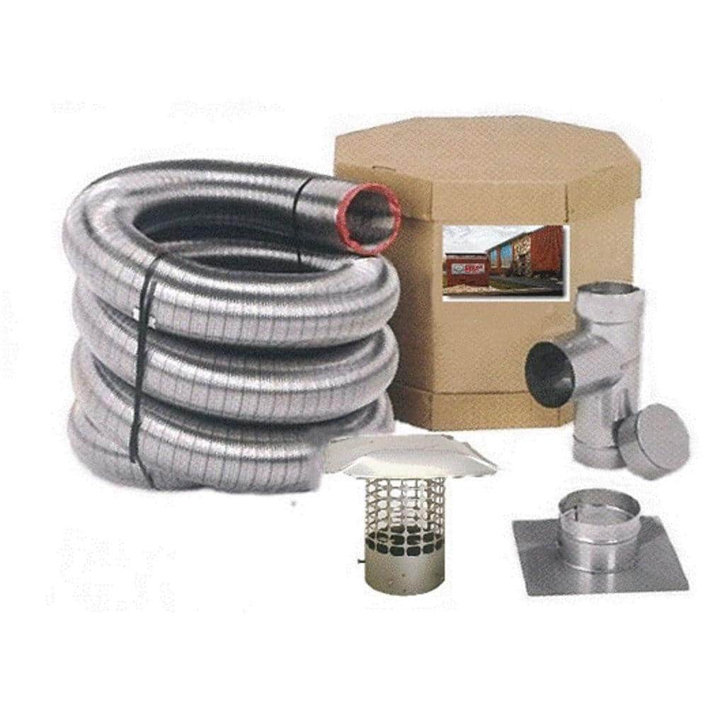 Chim Cap Corp 5 in. x 30 ft. Smooth Wall Stainless Steel Chimney Liner Kit