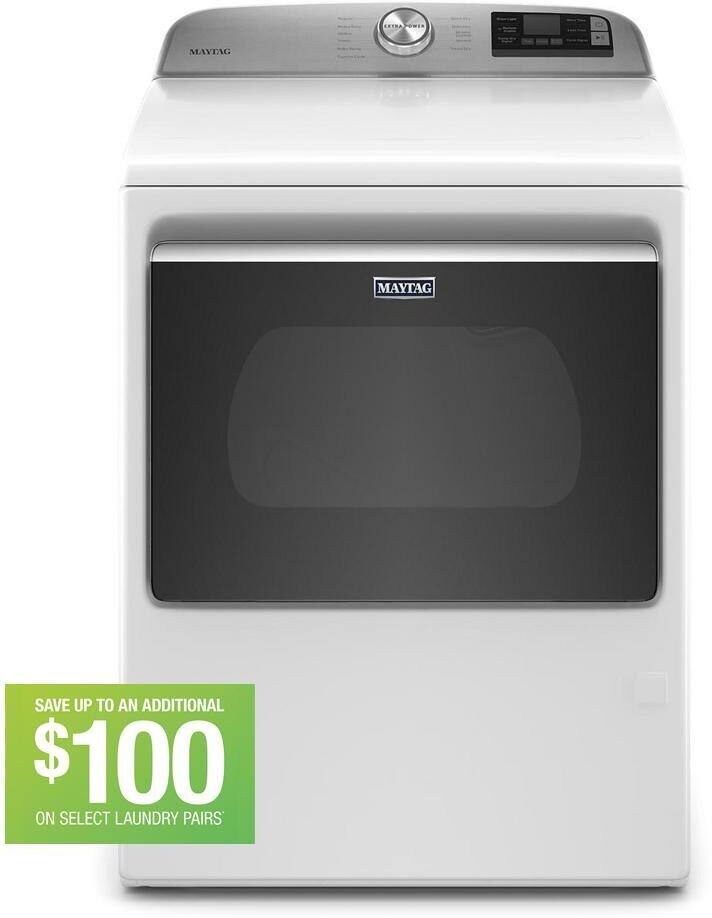 Maytag 7.4 cu. ft. 120-Volt Smart Capable White Gas Dryer with Hamper Door