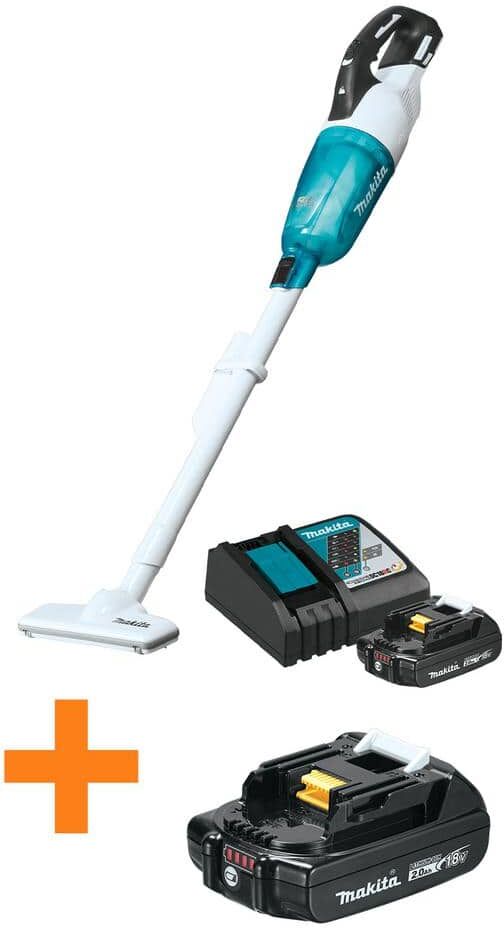 Makita 18V LXT Li-Ion Bagless Cordless Cloth Filter Compact Handheld Stick Vacuum Brushless Kit, 2.0 Ah w/bonus Battery 2.0Ah