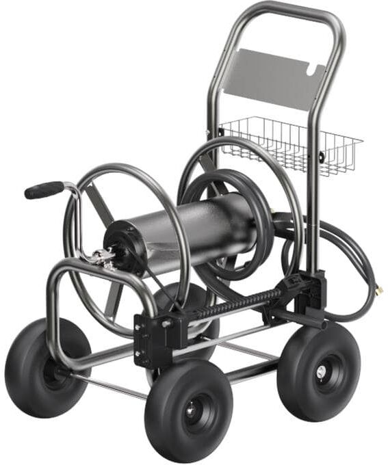 Giraffe Tools Heavy-Duty Industrial Hose Reel Cart with Wheels, 5/8 in. to 250 ft. Hose Capacity, Hose Guide Installed