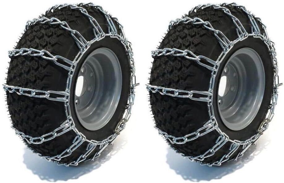 OAKTEN 16x7.5x8, 18x6.5x8, 18x8.5x8 in. 2-Link Tire Chains Replace Peerless 1060456, Zinc Plated Chains, Set of 2